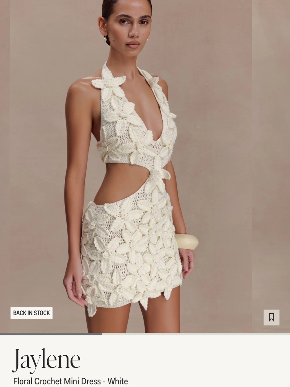 Floral Crochet Mini Dress - White